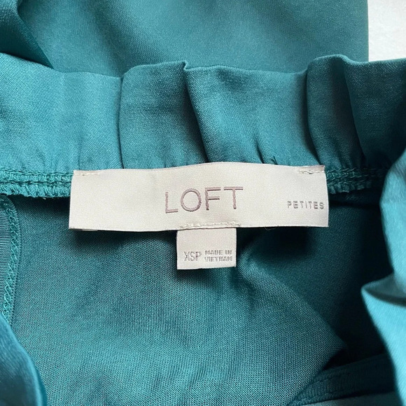 LOFT Petites Teal Ruffle High Neck Tie Back Contrast Tank Top Xsmall Women’s - Picture 10 of 12
